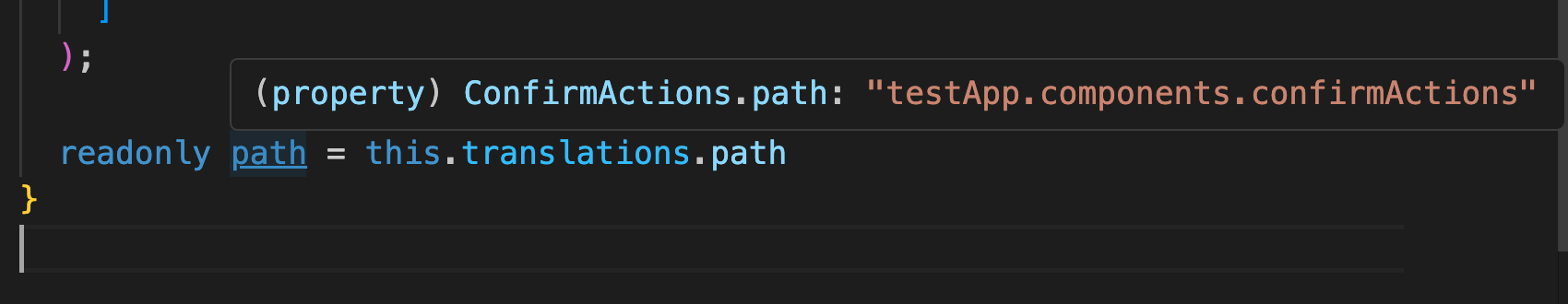 Example of IDE showing path